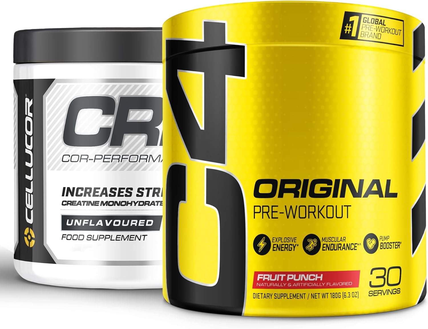 pre workout & creatine bundle, c4 pre workout powder - fruit punch + cor performance creatine powder